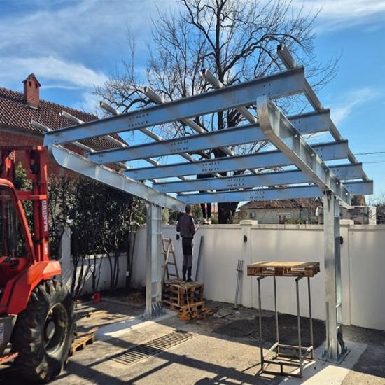 High-clearance solar carport for commercial parking spacesteel solar carport