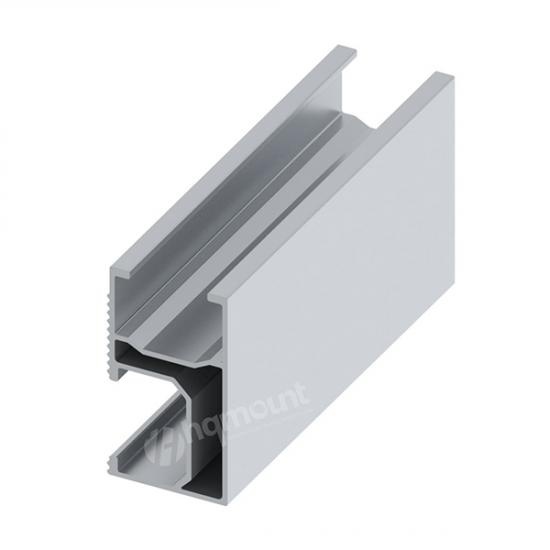 Aluminum solar rail profile anodized silver